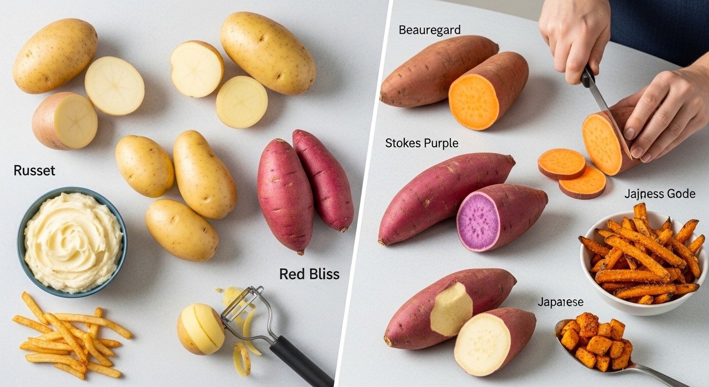difference between potatoes and sweet potatoes