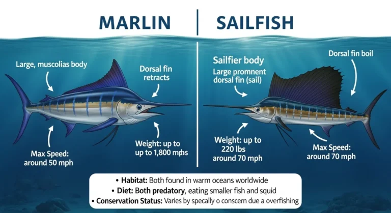 difference between marlin and sailfish