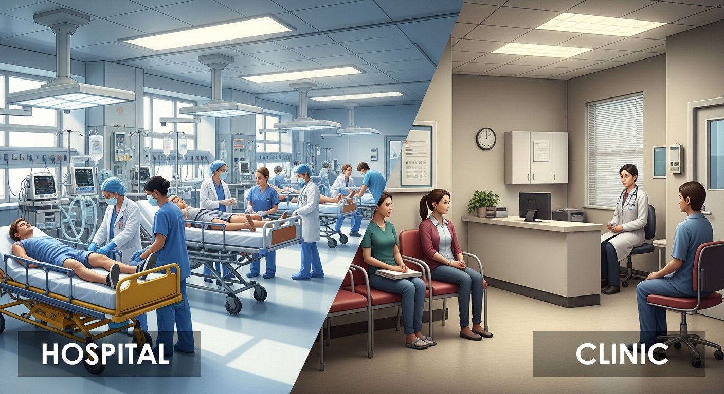 difference between hospital and clinic